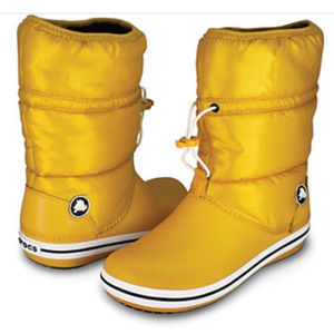 Crocs Logo Insulated Crocband Waterproof Winter Snow Boots Yellow Women's Size 6